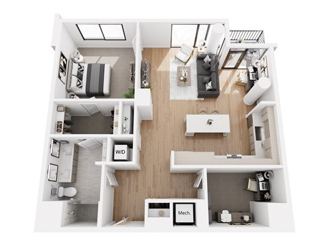 a 3 bedroom floor plan with a bathroom and a living room